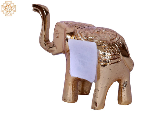 2'' Small Walking Elephant Statue | Gold-Plated Brass Idol