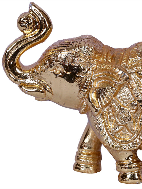 2'' Small Elephant With Coconut | Gold-Plated Brass