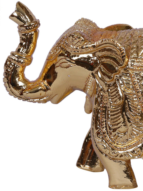 4'' Small Traditional Dressed Elephant | Gold-Plated Brass