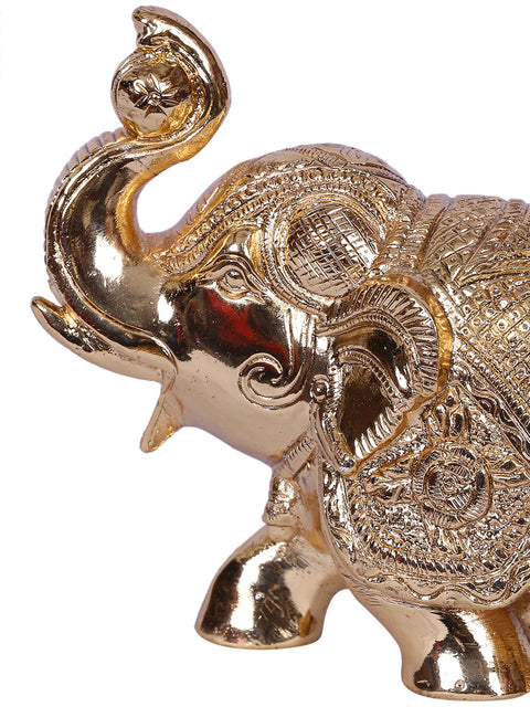 4'' Small Elephant With Playing With Ball | Gold-Plated Brass