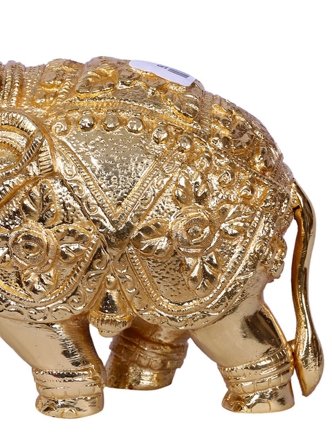5'' Traditional Dressed Elephant Playing With Ball | Gold-Plated Brass