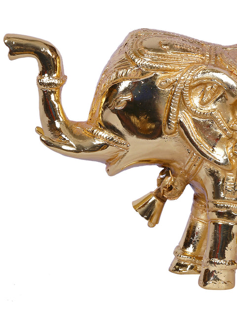 5'' Traditional Dressed Elephant Standing | Gold-Plated Brass