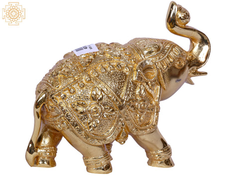 5'' Traditional Dressed Elephant Standing | Gold-Plated Brass