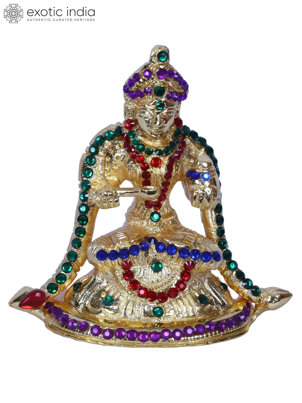 4" Small Annapurna Malai With Stone Work | Brass | Gold Plated