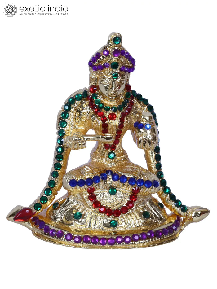4" Small Annapurna Malai With Stone Work | Brass | Gold Plated