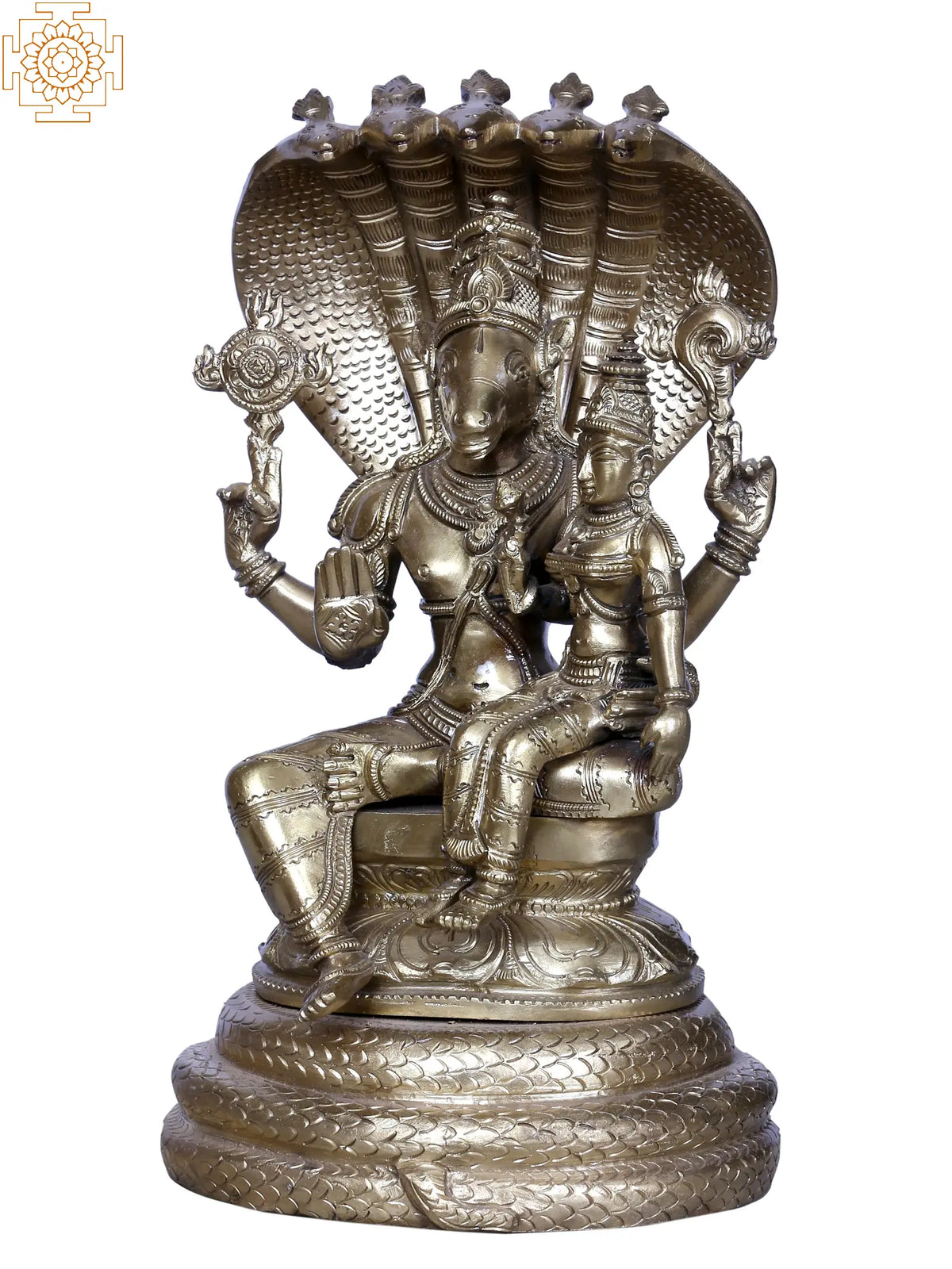 Brass Lakshmi Hayagriva Idol with Sheshnag Throne