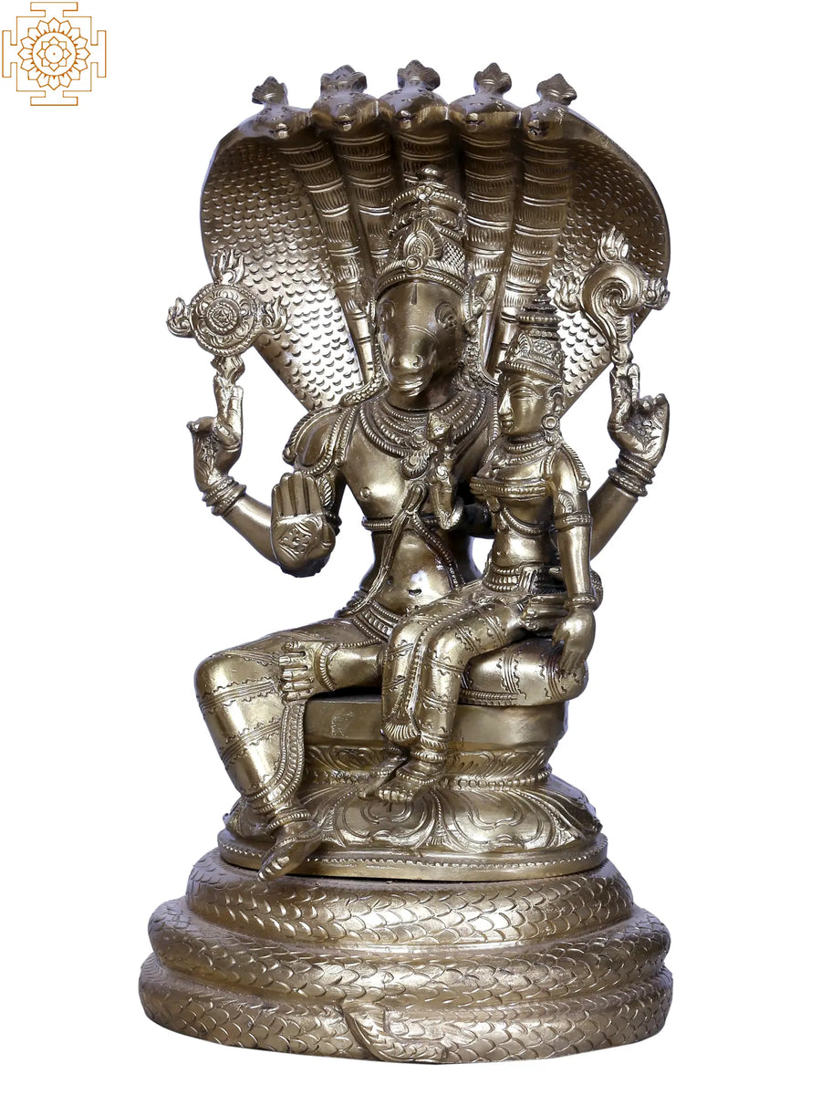 Brass Lakshmi Hayagriva Idol with Sheshnag Throne for Pooja