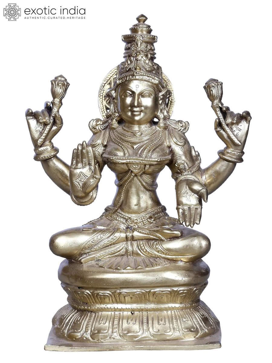 Handmade Goddess Lakshmi Brass Statue for Home Pooja