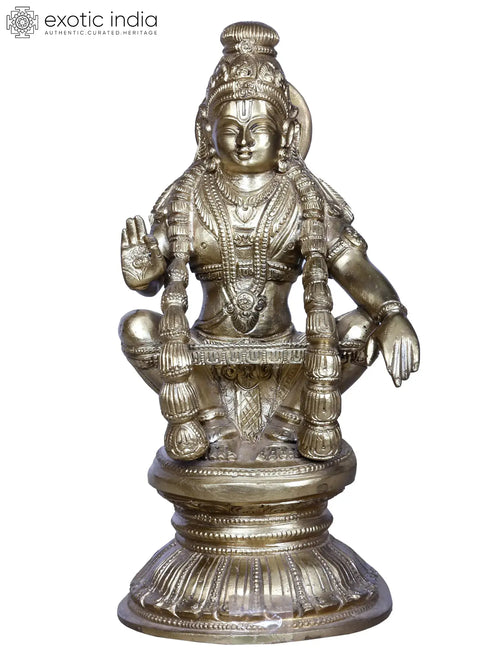 Ayyappan Seated on Throne Brass Idol for Pooja