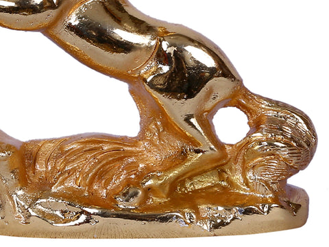 3'' Small Horse Figurine on Rock | Gold-Plated Brass Statue