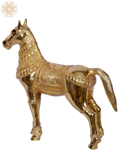 Polished Traditional Dressed Horse | Gold-Plated Brass