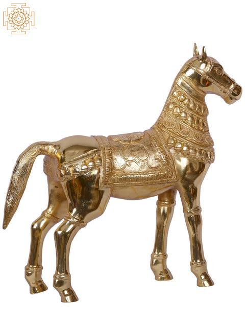 Polished Traditional Dressed Horse | Gold-Plated Brass