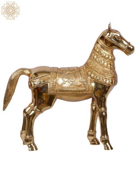 Polished Traditional Dressed Horse | Gold-Plated Brass