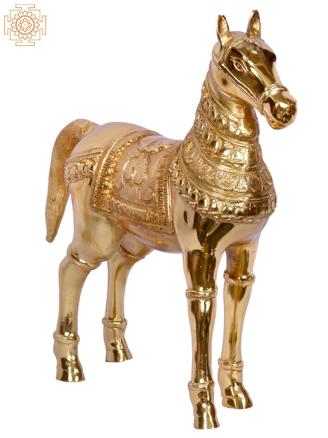 Polished Traditional Dressed Horse | Gold-Plated Brass