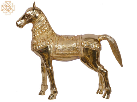 Polished Traditional Dressed Horse | Gold-Plated Brass