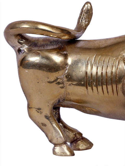 Small Furious Attacking Bull Figurine | Gold-Plated Brass Statue