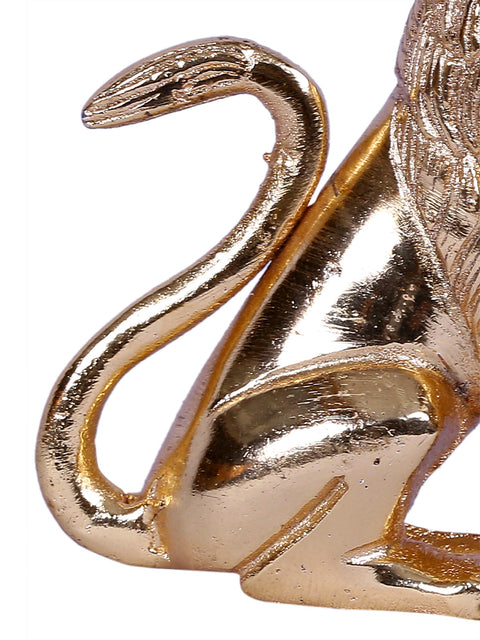 Furious Lion Statue Seated | Gold-Plated Brass Idol