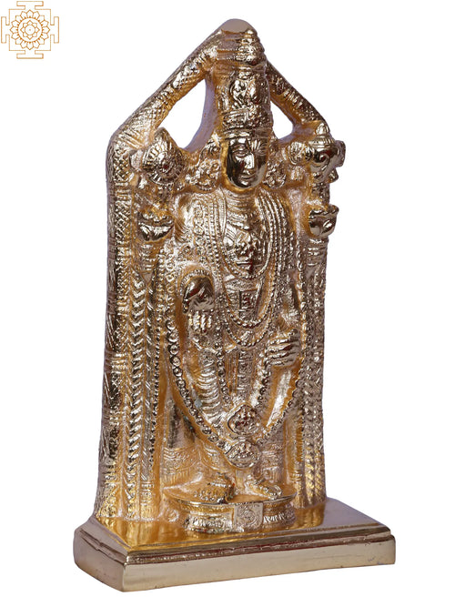 9" Gold-Plated Brass Balaji Statue for Pooja
