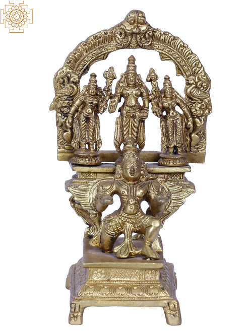 7" Balaji Thayar with Garuda Base Brass Statue