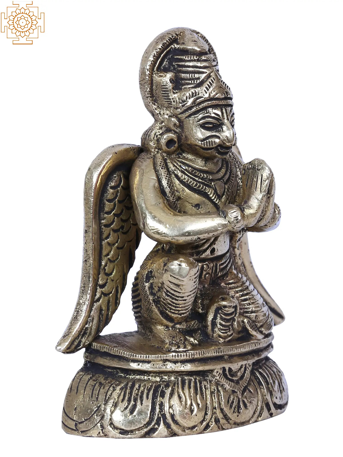 4'' Small Garuda Humble Kneeling Posture Brass Statue