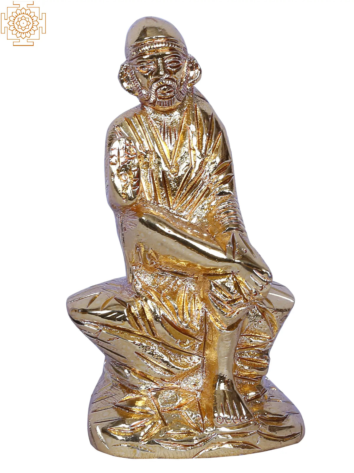 Small Sai Baba Seated | Gold-Plated Brass Statue