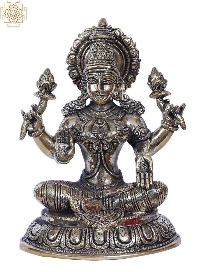 10'' Lakshmi Seated On Oval Base | Brass