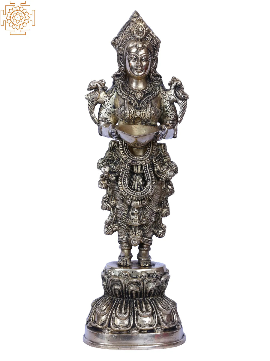 Paavai Vilakku Lakshmi Standing Brass Statue