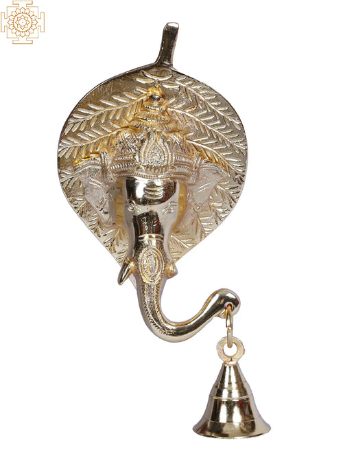 Leaf Vinayaka Bell Gold-Plated Brass Idol