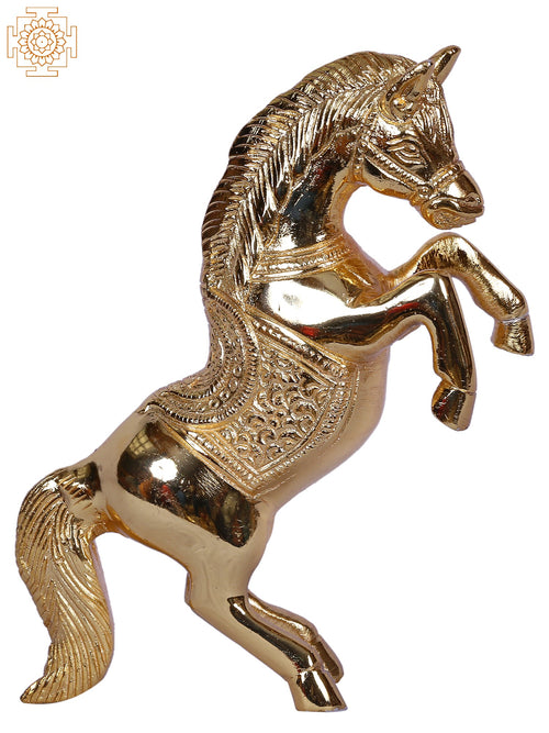 4'' Gold-Plated Brass Horse Statue for Home Decor