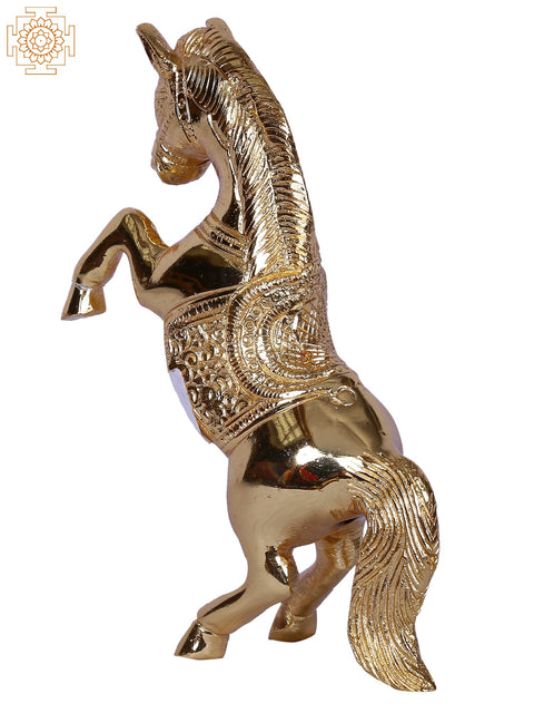 4'' Small Horse Standing On Two Legs | Gold-Plated Brass