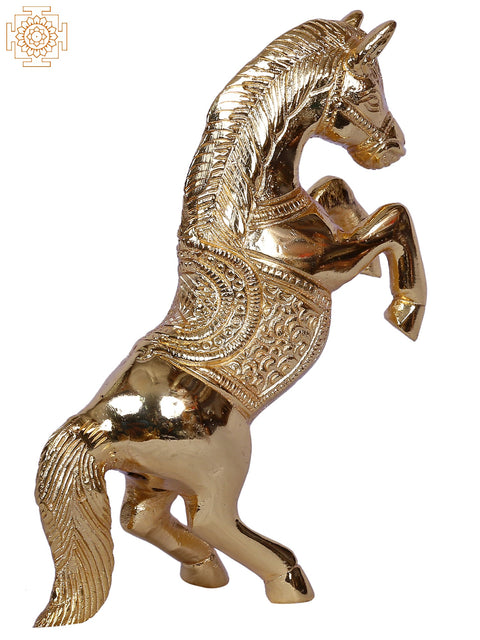 4'' Small Horse Standing On Two Legs | Gold-Plated Brass