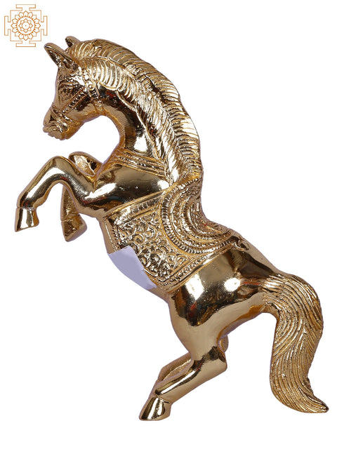4'' Small Horse Standing On Two Legs | Gold-Plated Brass