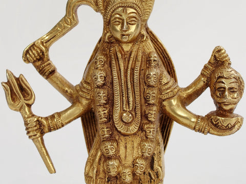 8" Furious Goddess kali Standing On Shiva | Brass