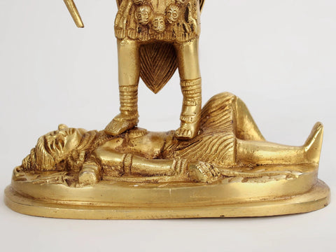 8" Furious Goddess kali Standing On Shiva | Brass