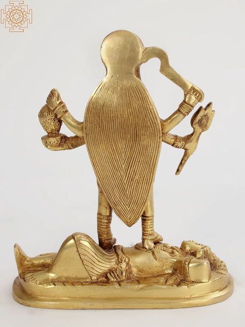 8" Furious Goddess kali Standing On Shiva | Brass