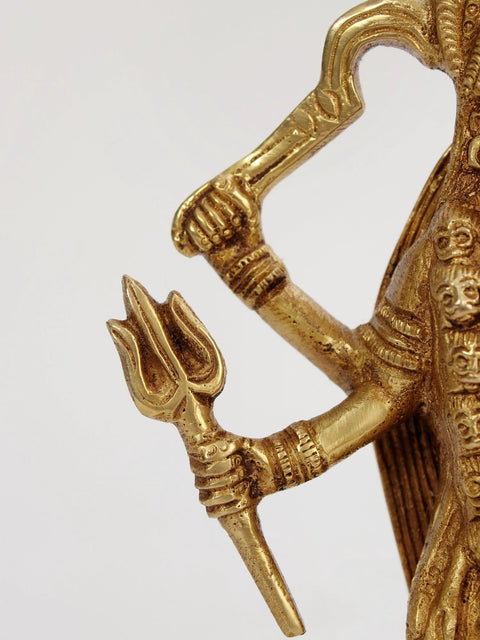 8" Furious Goddess kali Standing On Shiva | Brass