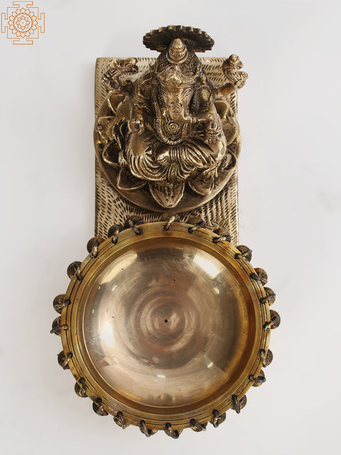 6" Lord Ganesha With Urli | Brass