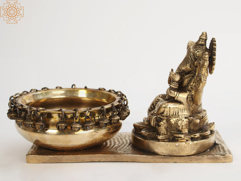 6" Lord Ganesha With Urli | Brass