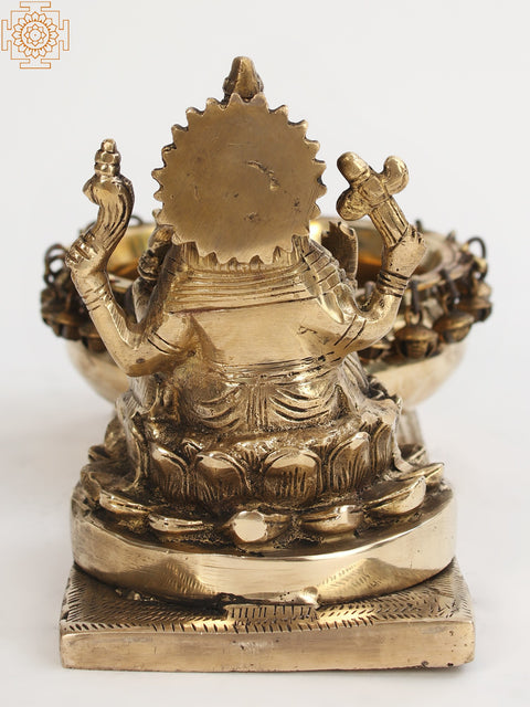 6" Lord Ganesha With Urli | Brass