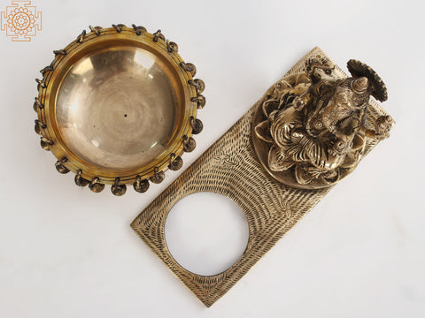 6" Lord Ganesha With Urli | Brass