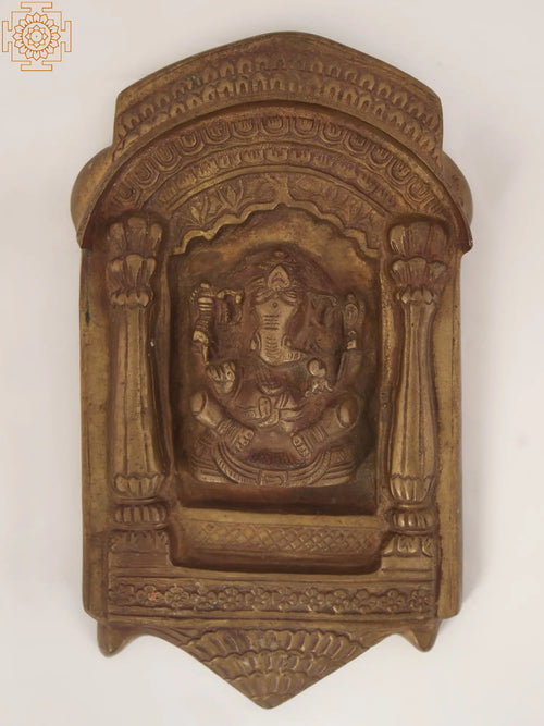 8" Ganesha Brass Temple Wall Hanging for Pooja