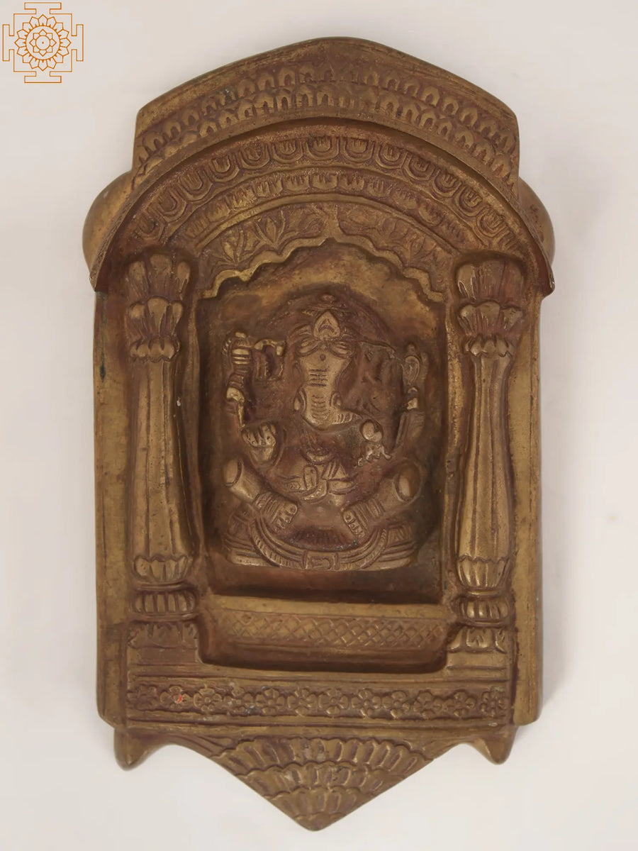 8" Ganesha Brass Temple Wall Hanging for Pooja