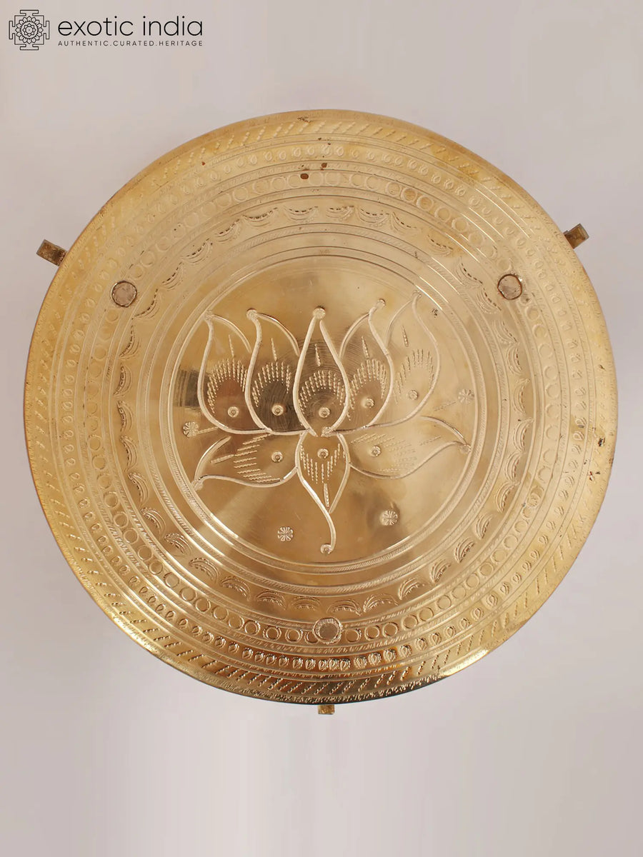 Handmade Brass Lotus Nakashi Chowki Statue