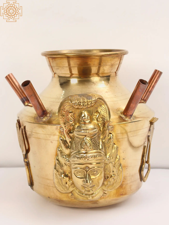 11" Hindu Ritual Kalasha With Shiva Symbols