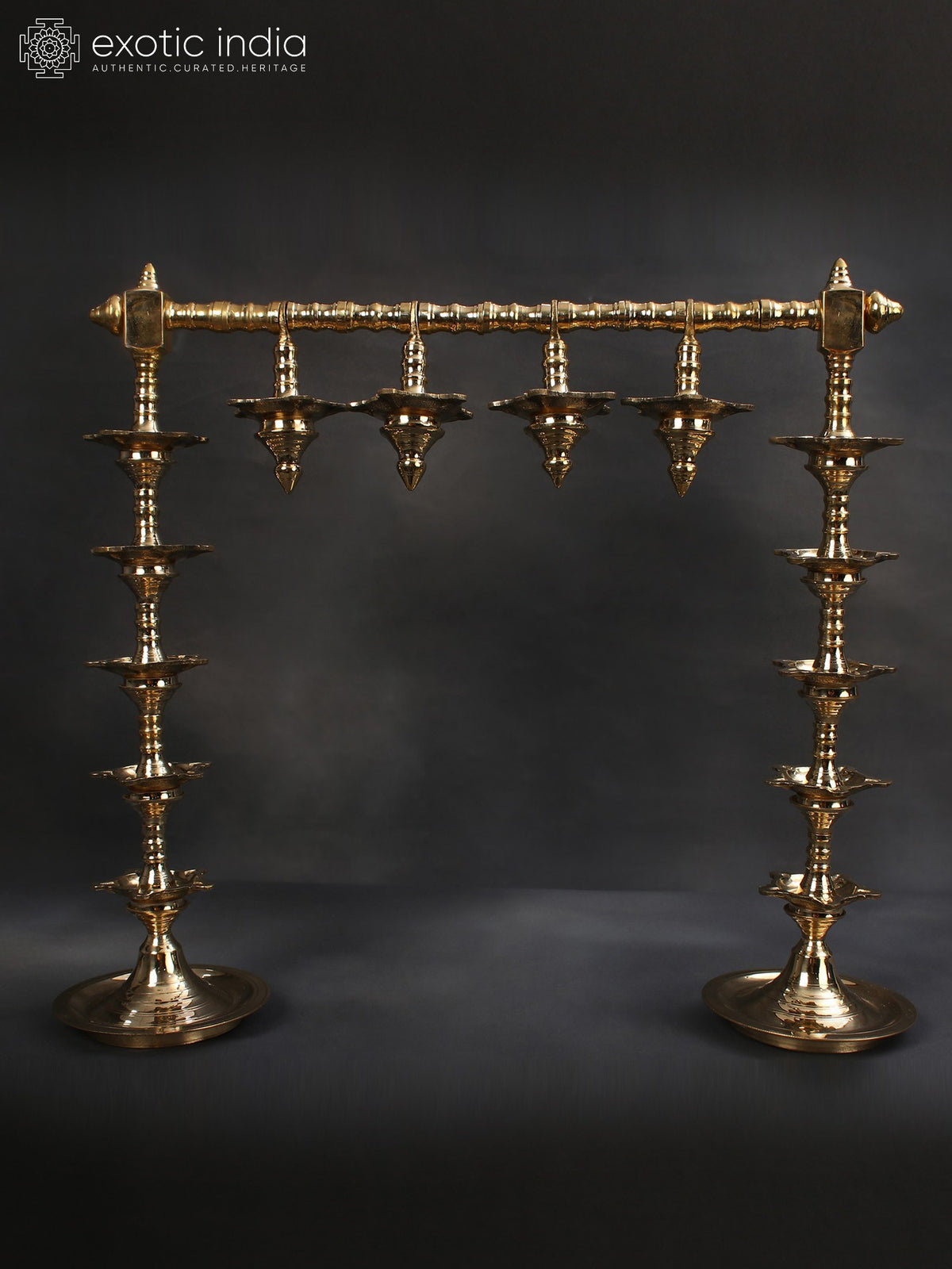 19" Brass Dual-Stand Multiple Wicks Lamp