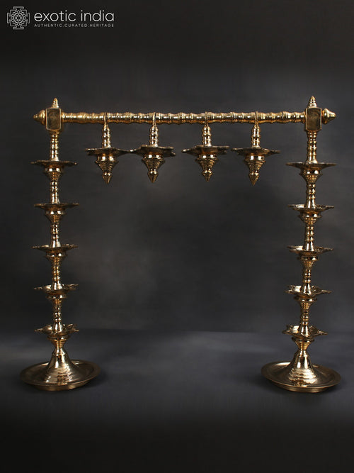 19" Brass Dual-Stand Multiple Wicks Lamp