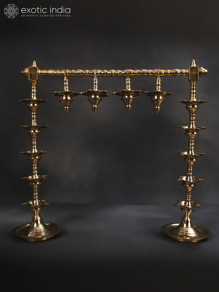 19" Brass Dual-Stand Multiple Wicks Lamp