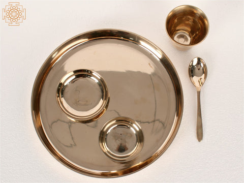 Brass Dinner Thali Set | Handmade | Made In India