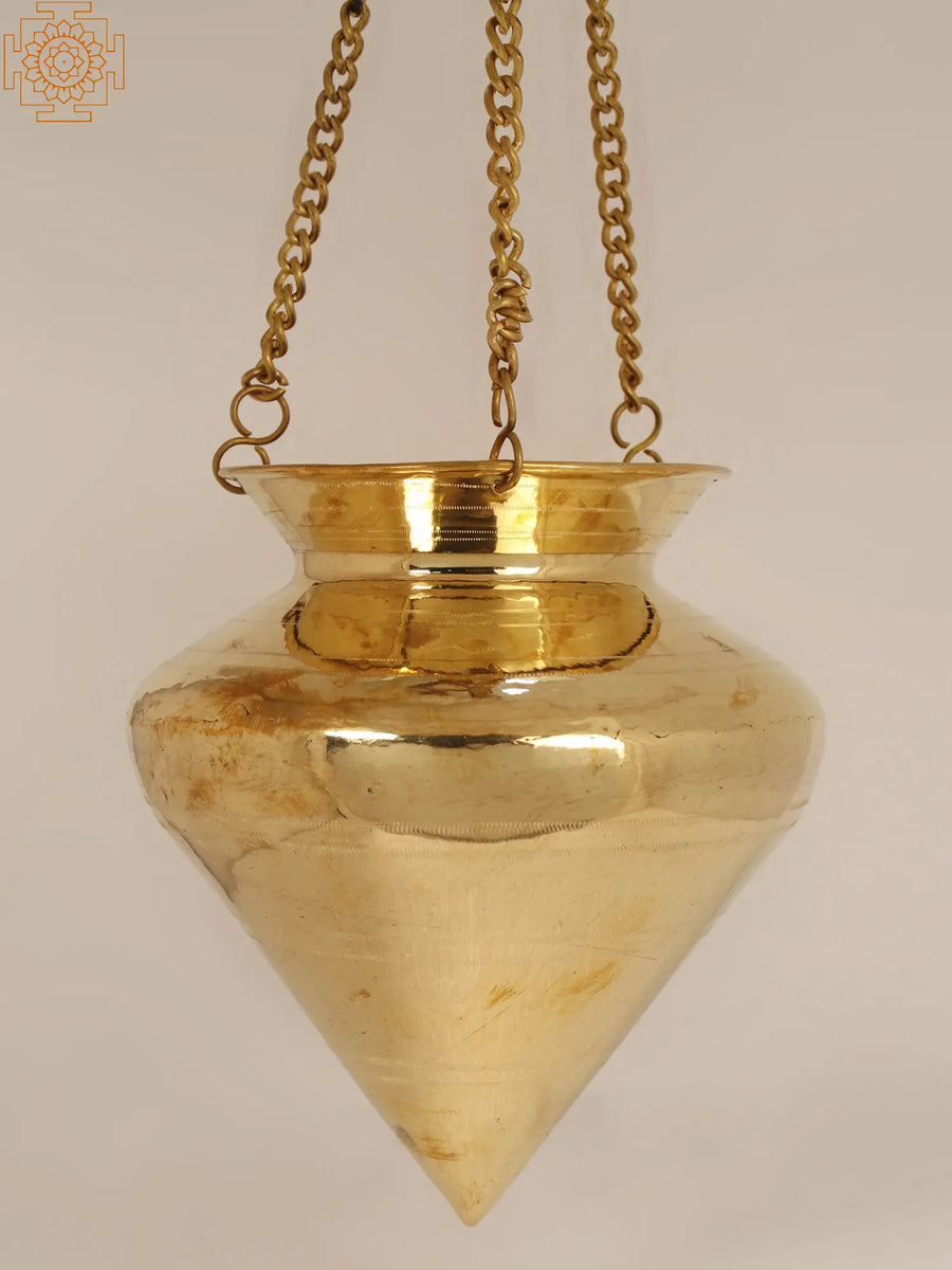 Brass Hanging Jaladhara Kalasha Wall Decor with Drainage Hole