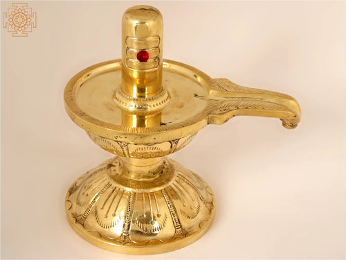 8" Handmade Brass Shiva Linga Statue for Pooja